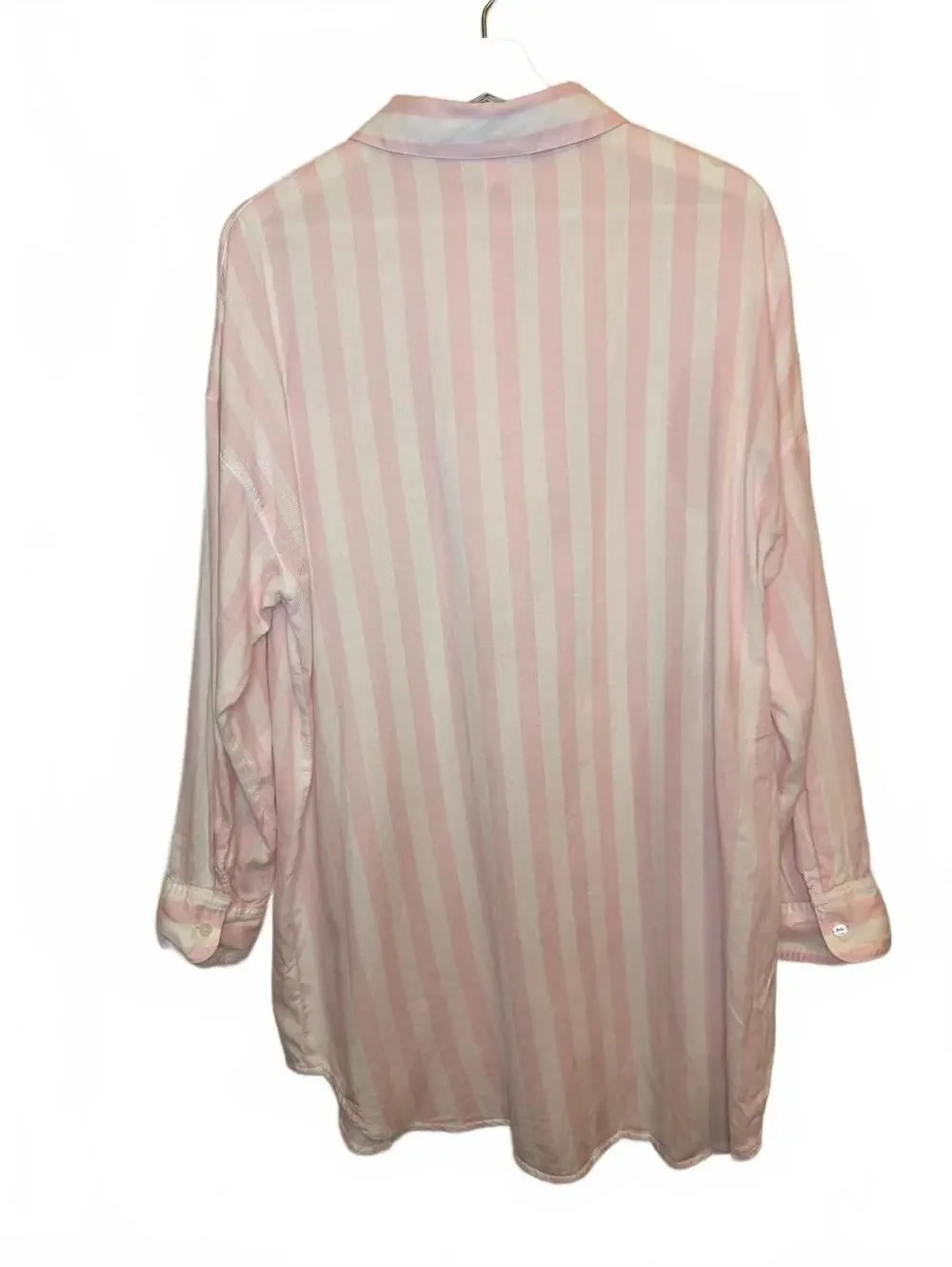 Victoria’s Secret Button Down Pink White Stripes Nightgown Size Medium Modest